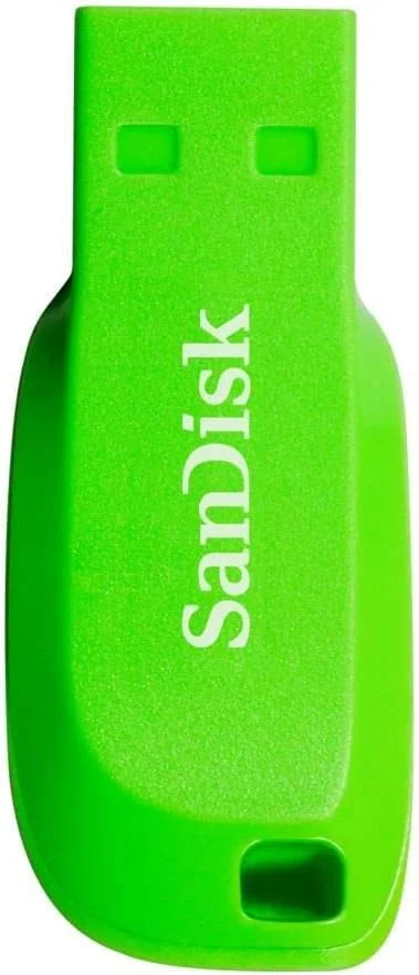 Pen drive USB SanDisk verde, archiviazione dati, tecnologia flash, memoria portatile, gadget digitale.