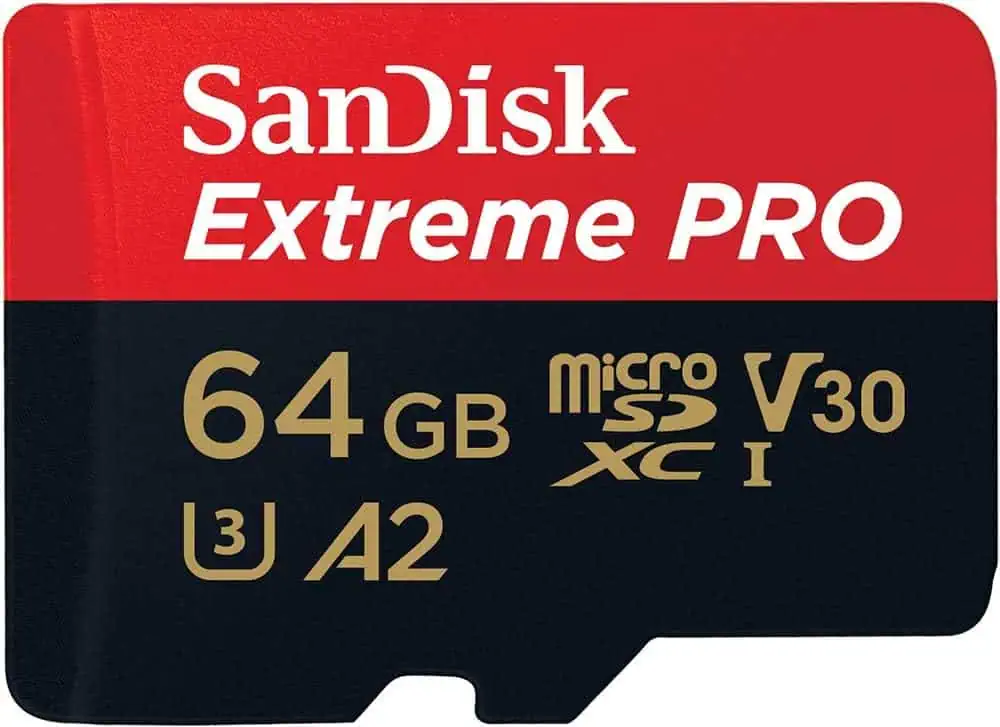Scheda microSD SanDisk Extreme PRO 64GB per fotocamere e smartphone ad alte prestazioni.