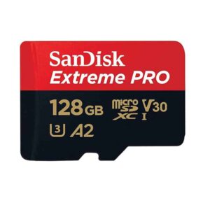 Scheda di memoria SanDisk Extreme PRO 128GB, microSDXC, V30, A2, UHS-I, ad alte prestazioni.