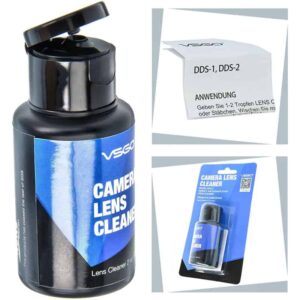 Pulitore per lenti fotocamera VSGO, spray e panno antistatico inclusi.