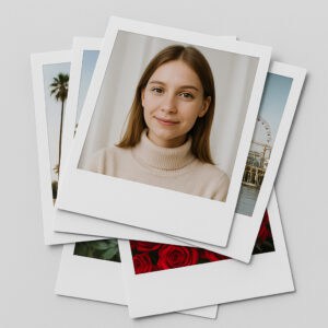 1. Fotografia ragazza sorridente con turtleneck beige, ritratto giovane donna.