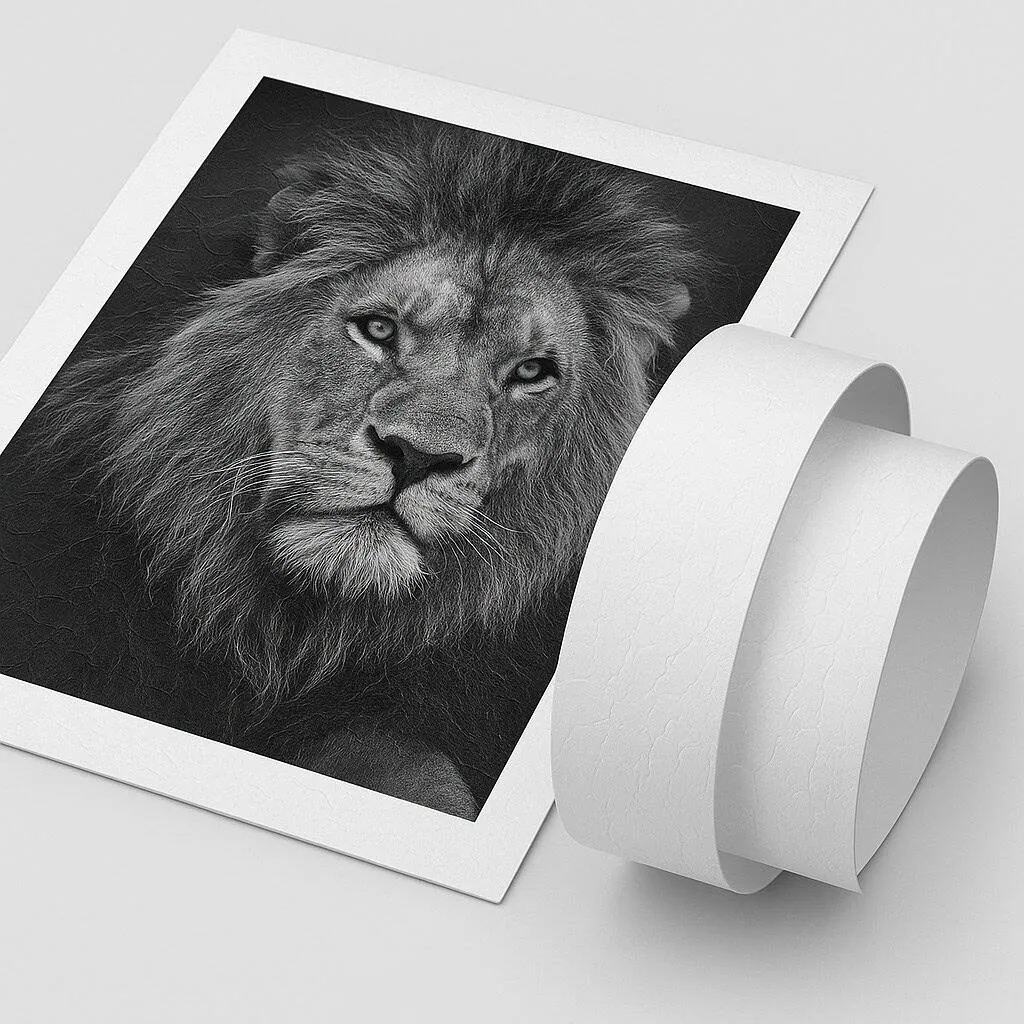 1. Fotocopia animale leone in bianco e nero, stampa di alta qualità .