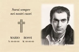 Sarà sempre nei nostri cuori, fototessera commemorativa, Mario Rossi, foto ricordo personalizzata.