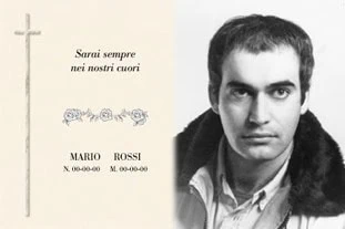 Ragazzo in bianco e nero con testo dedicato e nome Mario Rossi, foto vintage da Photoworld.