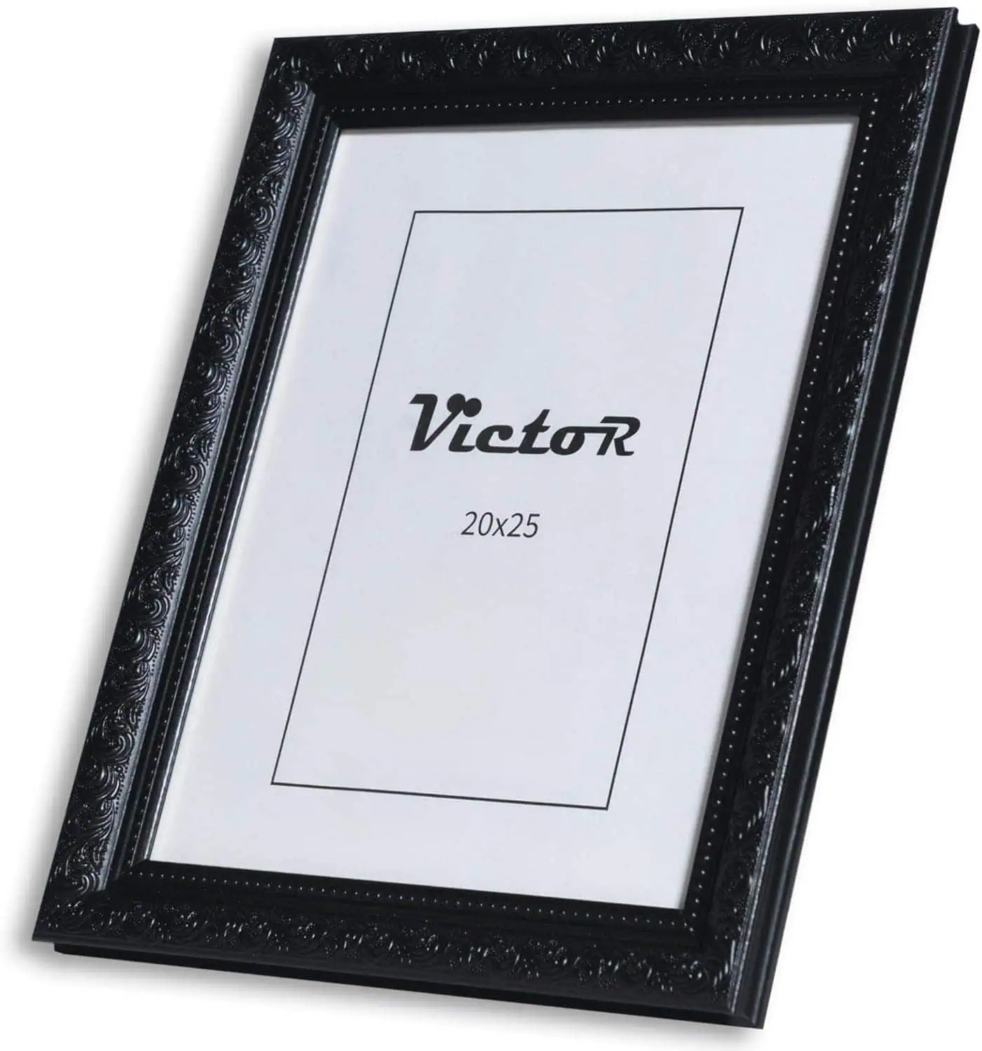 Cornice nero con decori classici, porta foto 20x25 cm elegante e di alta qualità.