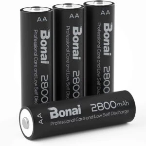 Pile di batterie ricaricabili Boni AA da 2800 mAh, alta capacità per dispositivi elettronici.