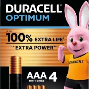 Pilas AAA Duracell Optimum, lunga durata e alta potenza, ideale per dispositivi elettronici.
