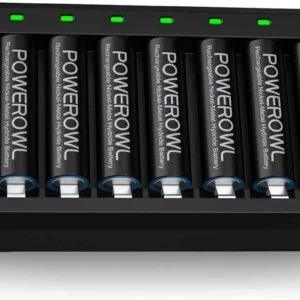Batteria ricaricabile 8 slot, caricabatterie universale per pile AA e AAA.