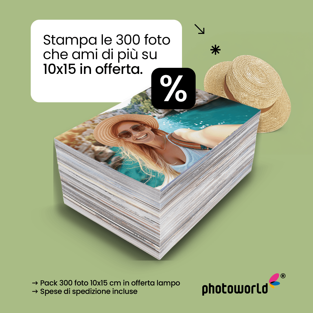 Photo stampa personalizzata, 300 foto 10x15 cm, offerte speciali, stampa di alta qualità.