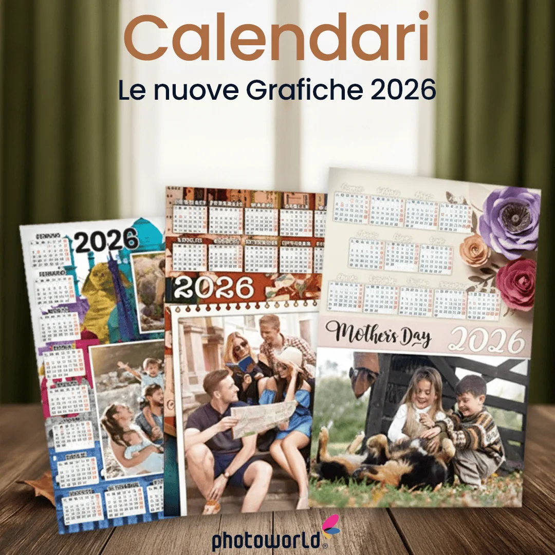 Calendario 2026 con immagini famigliari e fiori, perfetto come regalo e decorazione domestica.