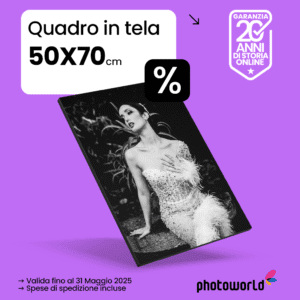 Riquadro in tessuto 50x70 cm con foto in bianco e nero, perfetto per decorazioni fotografiche artistiche.