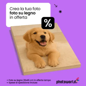 1. Cagnolino su tavola di legno, stampa personalizzata, vendita online Italia.