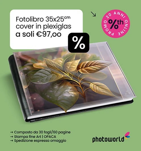 Fotolibro 35x25cm con copertina in plexiglas a solì €97,00.