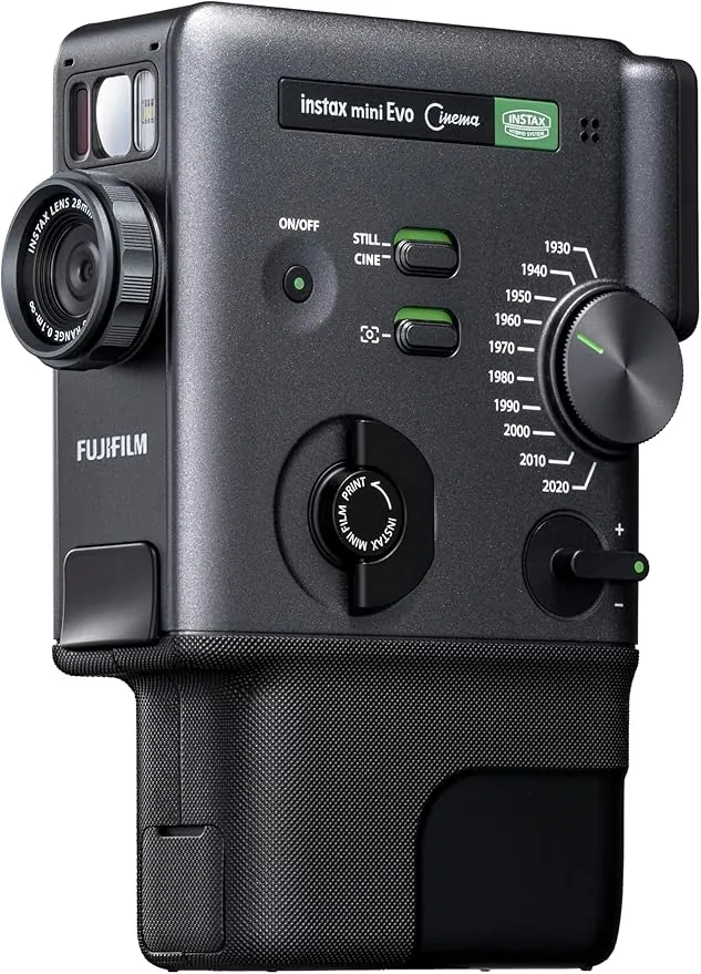 Fotocamera istantanea Fujifilm Instax Mini Evo con funzionalità avanzate e design compatto.