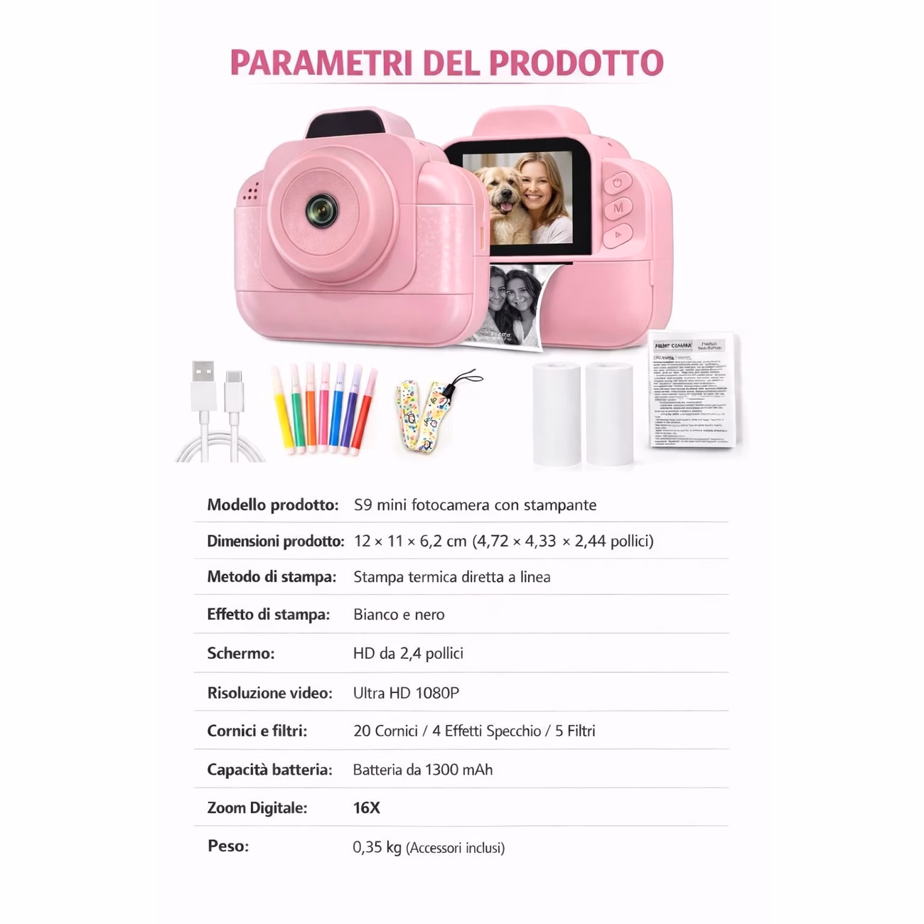 Mini Fotocamera Digitale con Stampa Termica - immagine 5
