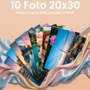 Collezione di 10 foto 20x30 cm su carta seta con stampa Kodak Kristall, ideale per decorazioni e reg.