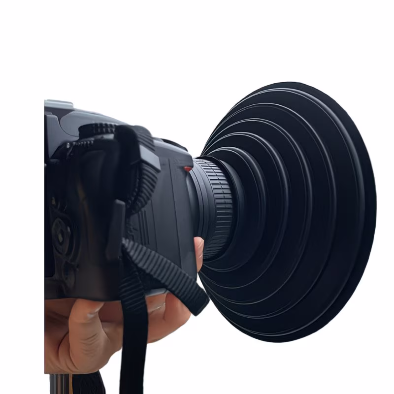 Copertura nera per obiettivo micro DSLR Copertura nera anti-riflesso in vetro silicone pieghevole morbida per obiettivo fotocamera - Image 4