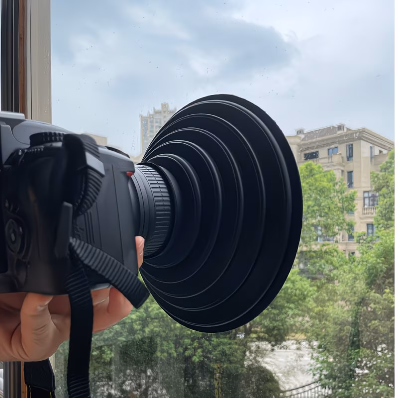 Copertura nera per obiettivo micro DSLR Copertura nera anti-riflesso in vetro silicone pieghevole morbida per obiettivo fotocamera - Image 6