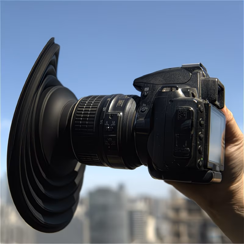 Copertura nera per obiettivo micro DSLR Copertura nera anti-riflesso in vetro silicone pieghevole morbida per obiettivo fotocamera - Image 7