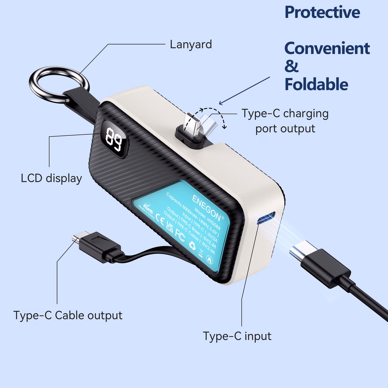 Power Bank Mini Portatile Nero - immagine 3