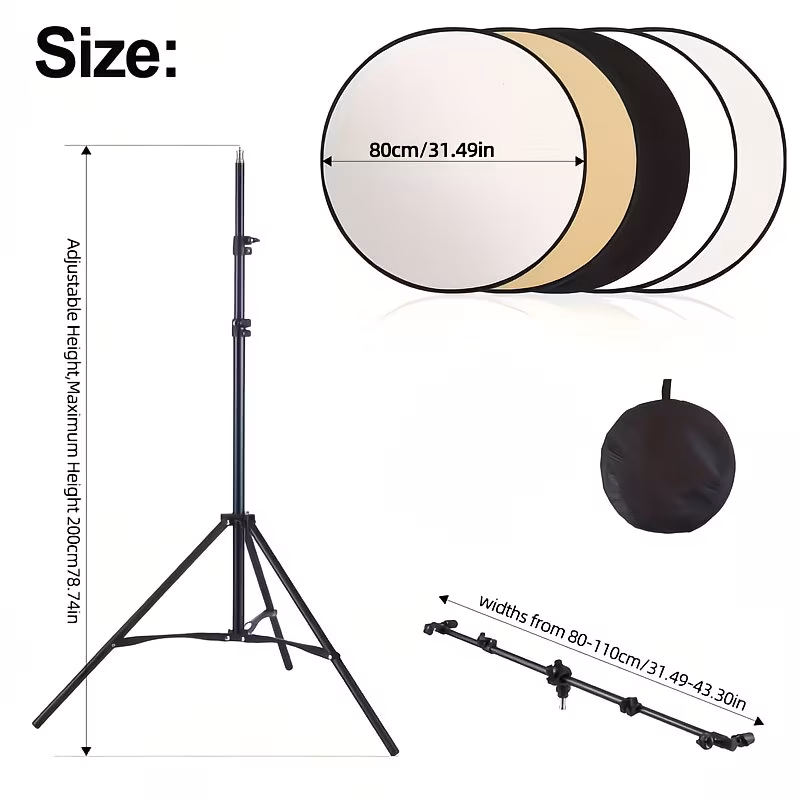Supporto Regolabile per Riflettore Fotografico con Traversa Telescopica Rotante