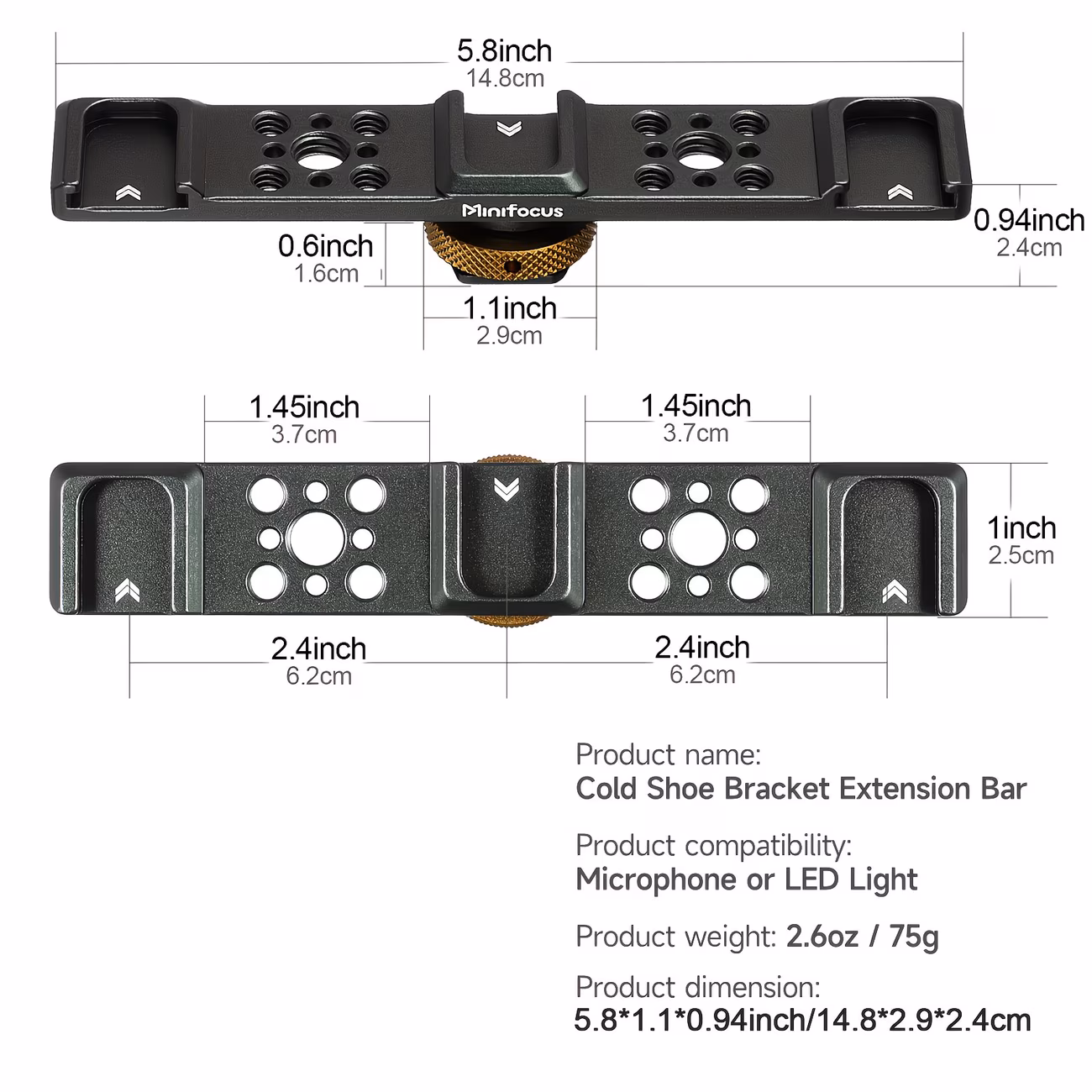 Supporto per flash con attacco a bussola, asta di prolunga 3-in-1 in lega di alluminio - Image 5